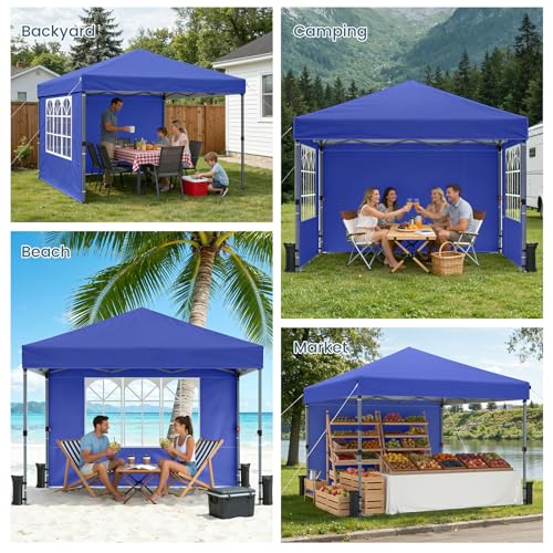 Raynesys Sidewall for 10x10 Canopy Tent, Waterproof Silver-Coated Fabric, UPF 50+ UV Protection, 3 Pack Canopy Wall 114''x72'', No Frame or Top Cover, Blue - color: Blue