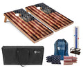 Tailgating Pros Cornhole Boards - 4'x2' Regulation Boards w/Carrying Case, Score Keeper, & Set of 8 Corn Filled Bags w/Tote - size: 4'x2' Boards, style: Distressed Flag