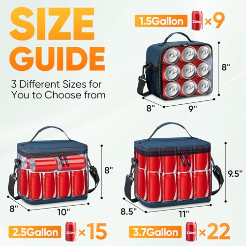 BALEINE Insulated Lunch Bag for Men Women, 15 Can Leakproof Cooler Bag with Adjustable Shoulder Strap for Work Picnic, Lunch Box for Women Men (Medium, Grey) - color: Gray, size: Medium