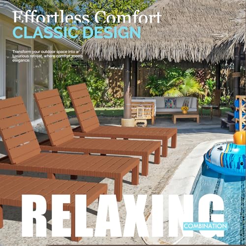 DIMAR GARDEN Outdoor Chaise Lounge,Resin Pool Lounge Chair Waterproof Recliner, Caramel - color: Caramel, style: 1 Pieces