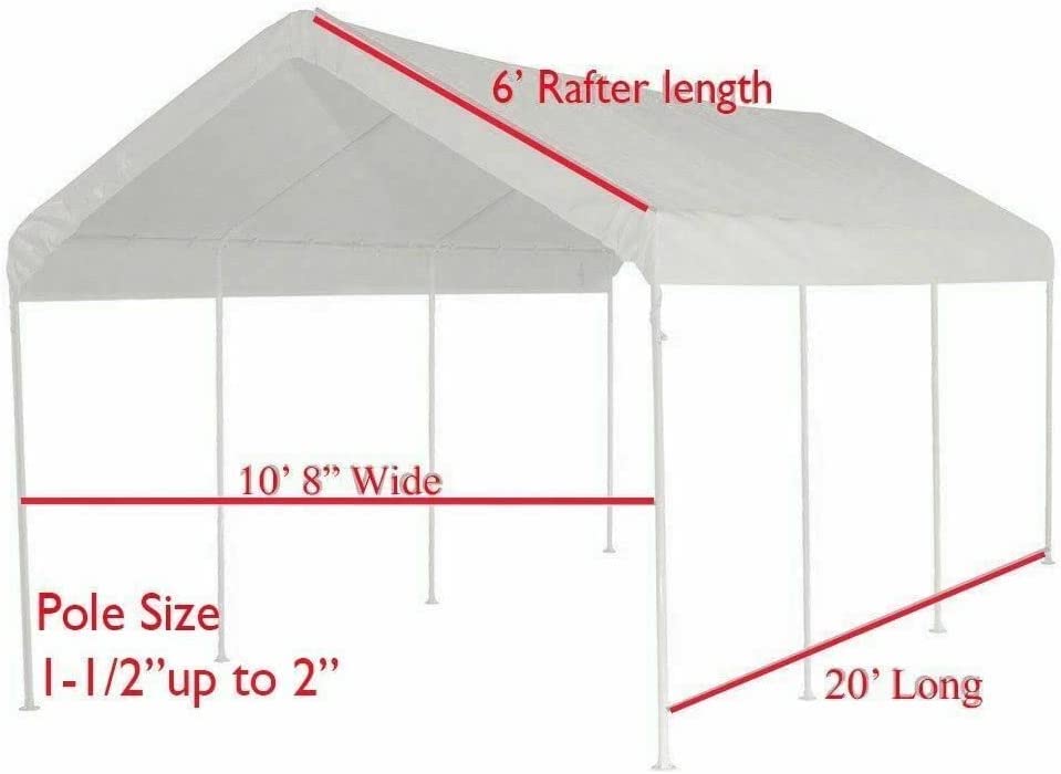10X20 Canopy Tarp Set (5pc) Paneling and Top Set Valanced Tarp Kit Carport (Side Wall 3 Windows Replacement (White)) - color: Side Wall 3 Windows Replacement (White)