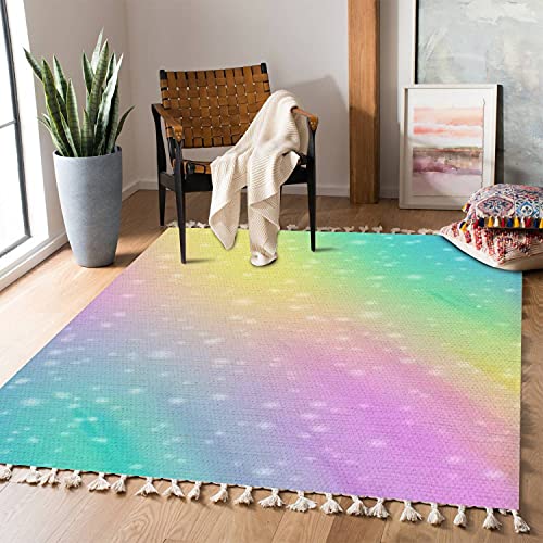 Boho Rug Fantasy Shiny Lights in Pastel Color Background Area Rug Carpet Patio Rug Hallway Runner Rug Mat Pad Minimalist Home Decor for Living Room Bedroom Indoor Outdoor, 90x150cm - color: Multi7, size: 90x150cm