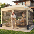 Quictent 10x10 Pop up Canopy Tent with Netting, Auto-Close Magnetic Doors, One Person Instant Setup Screen House Room Tent Screened Waterproof - color: Tan, size: 10'x10'