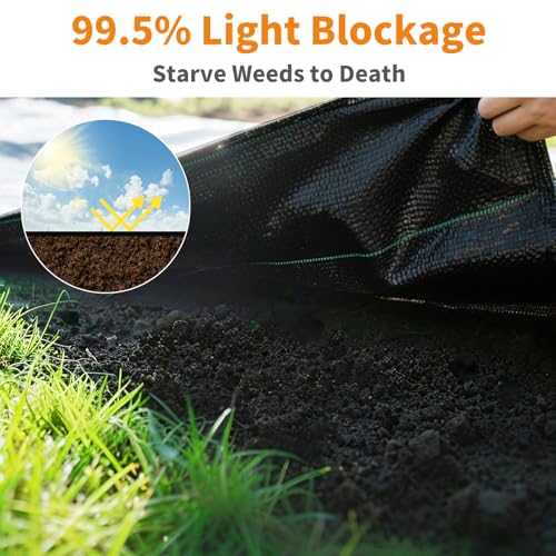 AMAGABELI GARDEN & HOME 4ft x 300ft Weed Barrier Landscape Fabric 3.2oz Garden Cloth Heavy Duty Weed Control Blocker Mat Gardening Ground Cover Non Woven Geotextile Block Fabric Driveway Underlayment - size: 3.2oz-4x300ft