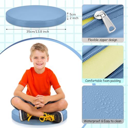 Juexica 8 Pcs Extra Thick Flexible Seating Floor Cushion Assorted Colored Floor Pillow Classroom Seat Cushion Soft Classroom Seating for Kid Learning(Blue Series,13.8 x 13.8 x 2 Inch,Round) - color: Blue Series