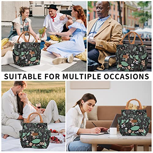 Joymee Lunch Bag - Green Leaf, Women's Insulated Reusable Durable Leakproof Large Spacious Cooler Tote for Office, Picnic, Camping - color: 04 Green Leaf