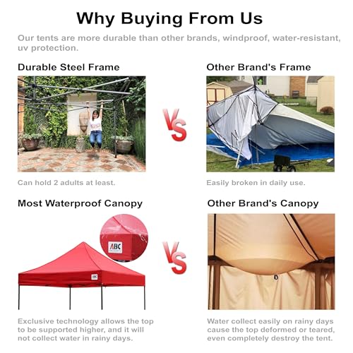 ABCCANOPY Easy Pop Up Canopy Tent with Sidewalls 10x10 Commercial -Series, Red - color: red, size: 10X10