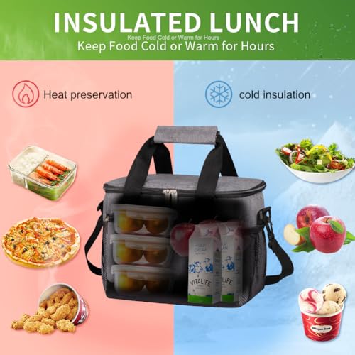 iknoe Insulated Lunch Bag, Foldable 8.5L Cooler Bag for Men & Women, Leakproof Thermal Design, Great for Office, Picnic, Travel, Lunch Box, Grey - color: Gray, size: Medium
