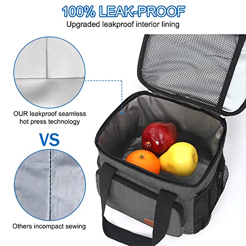 Femuar Lunch Bags for Women/Men, Insulated Lunch Bag for Work Office Picnic - Lunch Cooler Bag Leakproof Lunch Box with Adjustable Shoulder Strap - Grey(8.7L) - color: 1-Grey, size: Medium Size
