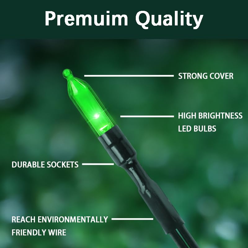 LAMPHOME 50 LED St Patricks Day Mini String Light, Green16 FT Outdoor Christmas Lights with 9 Modes & 6 Hour Timer, Waterproof Battery Operated for Indoor Outdoor Patio Garden Party Tree Decoration - color: Green, size: 50 Count
