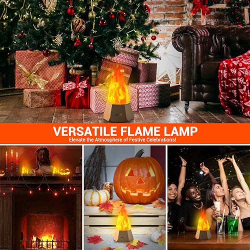 Ollcuz LED Flame Lights, Rechargeable Battery Flameless Candles, Fake Fire with Flickering Flame, LED Night Light for Kids Bedroom Outdoor Camping Party Bar Table Christmas Decorations, 2 Pack - size: 2PCS