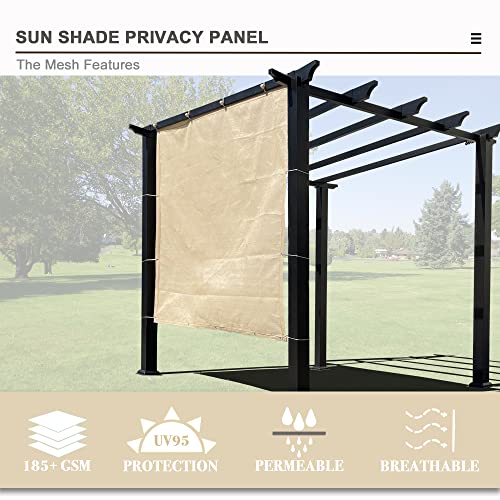 Sun Shade Privacy Panel with Grommets on 4 Sides for Patio, Awning, Window Cover, Pergola or Gazebo (Banha Beige, 8' x 8') - color: Banha Beige, size: 8' x 8'