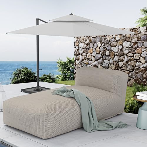 Dineli Outside Chaise Lounge Chairs Bed Lounger Outdoor Couch Sofa for Pool Comfy Patio Furniture Foam Filling Bean Bed Chair Lazy Sofa for Outside, Water-Resistant Sunbed (Light Orange, 70'' Length) - color: Light Orange, 70'' Length)