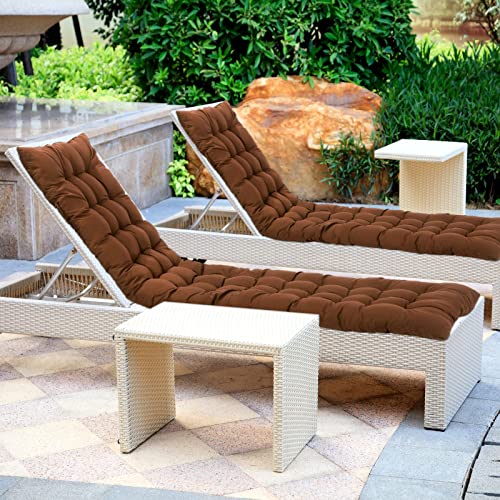 Bucherry 67 x 19 Inch Chaise Lounge Cushions Soft Lounge Chair Cushion Gravity Chair Cushion Sofa Lawn Furniture Cushion Pad with 6 Tie for Outdoor Indoor Patio Home Without Headrest (Coffee,2 Pcs) - color: Coffee