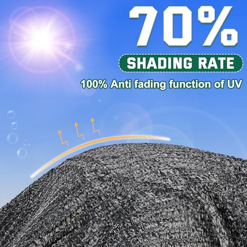 Kesfitt 70% Shade Cloth 3x10 ft, Breathable HDPE Mesh Sun Shade Tarp for Garden & Greenhouse, UV Resistant Outdoor Shade Fabric with Copper Grommets for Plants, Patio, Yard - size: 3ftx10ft, style: 70% Shading Rate