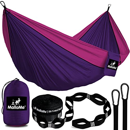 MalloMe Camping Hammock for Adults & Kids - Portable Hammocks for Outside - Hamacas para Adultos Outdoor Single & Double Two 2 Person Hammock - Hamaca/Hamacs/Amacas Heavy Duty Tree Travel Hamock - color: Purple / Fuchsia, size: Medium