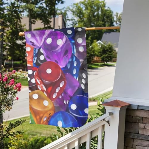 Games Dice Set Print Garden Flag 12 X 18 Inch Double Sided Outside Perfect For Home Decor Garden Yard Lawn Balcony Outdoor Flag
