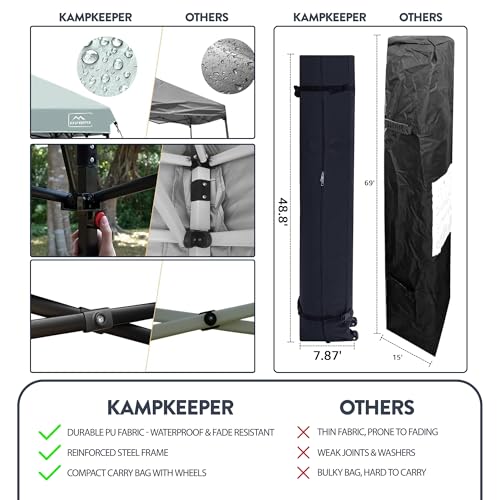 KAMPKEEPER 10x10 Pop-Up Canopy Tent, Waterproof Portable Shade with Screen Walls, Adjustable Instant Outdoor Shelter for Camping, Backyard, and Events, Dark Grey - color: Dark Grey