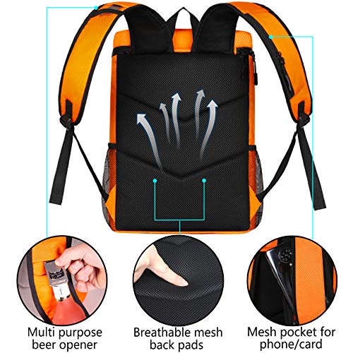 FORICH Soft Cooler Backpack Insulated Waterproof Backpack Cooler Bag Leak Proof Portable Small Cooler Backpacks to Work Lunch Travel Beach Camping Hiking Picnic Fishing Beer for Men Women - color: Y - Orange