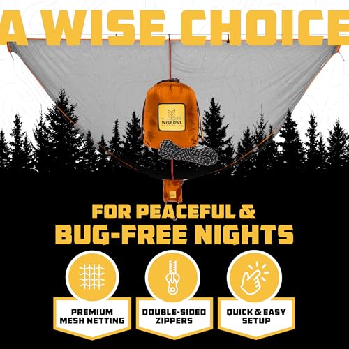 Wise Owl Outfitters Hammock Bug Net – Mosquito Net for Hammock, Lightweight Bug Netting for Camping, Hiking, Backpacking, Forest & Outdoor Use - color: Orange