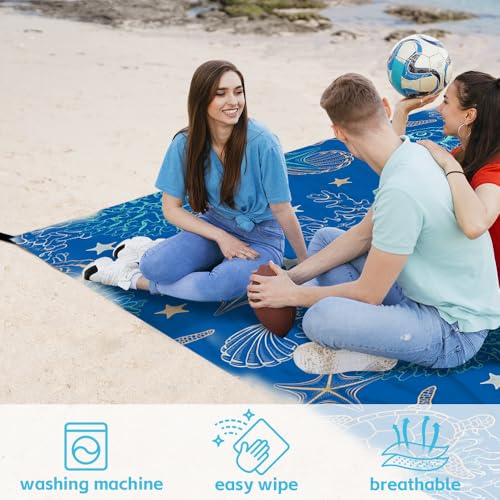 Beach Blanket Waterproof Sandproof Oversized, Extra Large Beach Mat 79" X 87"/110"x118" for 1-8 Adults Sand Free, Quick Drying Durable Outdoor Picnic Mat for Beach Travel Camping Hiking - color: Sea Turtle, size: 6.6x7.2 FT (1～4 Person)