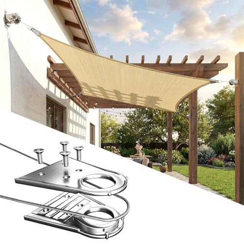 ColourTree Super Ring 16' x 24' Beige Rectangle Sun Shade Sail, Commercial Grade UPF50 Canopy, Reinforced Corners & Edges, 260 GSM Fabric Heavy Duty -5 Years Warranty (We Make Custom Size)