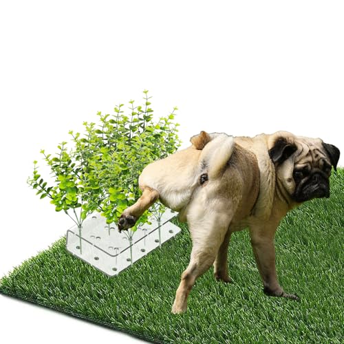 6 PCS Fake Grass Plants Pee Post, Reusable Washable Artificial Eucalyptus Puppy Pee Post Training Tool for Guiding and Trains Dogs to Urinate, Outdoor Dog Toilet
