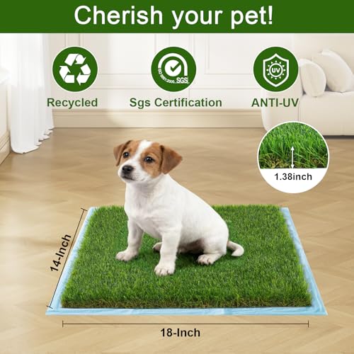Washable Artificial Grass Pads for Dogs, 2-Pack 14x18 in Reusable Turf Mats, Realistic Grass for Indoor Puppy Potty Training. - size: 2pcs | 14x18