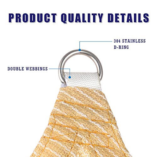 4' x 7' Beige Rectangle Sun Shade Sail Canopy, 95% UV Blockage Awning Shelter Fabric Cloth Screen for Patio Outdoor Backyard - Heavy Duty Commercial Grade (Custom Size - Made in USA) - color: Beige, size: 4' x 7'