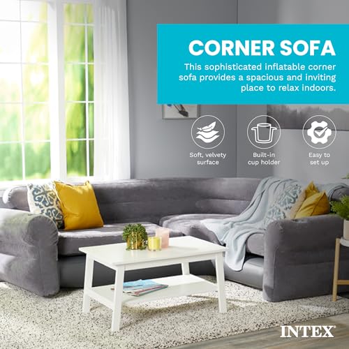 Intex Inflatable Corner Sofa, L-Shaped Couch, Blow Up Air Furniture