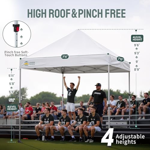CROWN SHADES 8x8 Pop Up Canopy Tent,Commercial Canopy Tent Heavy Duty with 4" Wheels,4 Upgraded Weights,Patented Centerlock,400D Strength Oxford Fabric, Sto'N Go Bag,for Parties, Events, Camping,White - color: White, size: 8x8