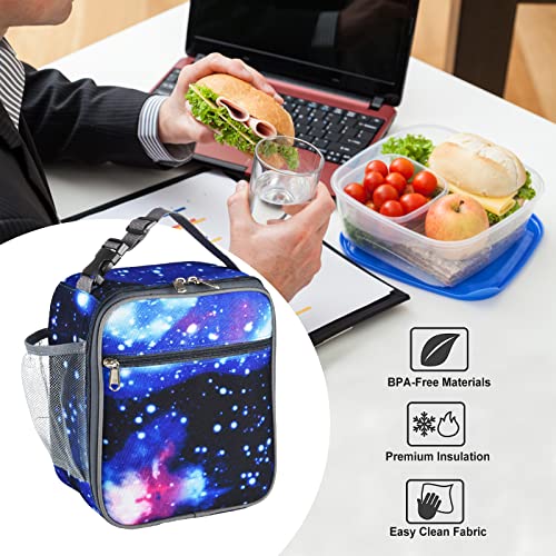 Insulated Lunch Bag, Leakproof Portable Lunch Box for Women Men Boys Girls, Large Capacity Cooler Bag with Handle and Bottle Pocket for Office School Camping Hiking Outdoor Beach Picnic (Stars) - color: Stars
