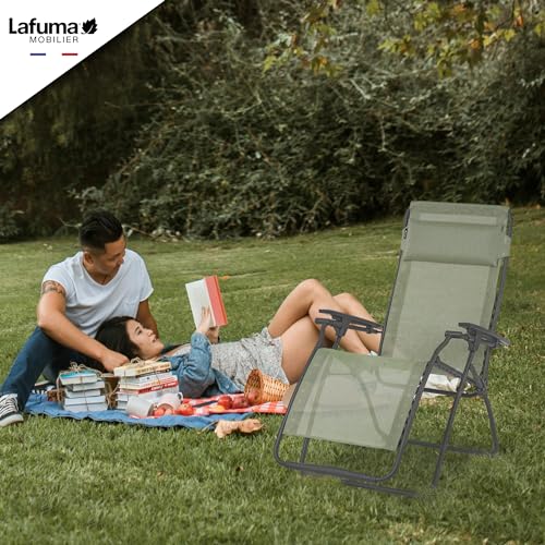Lafuma Futura Series Patio and Poolside Zero Gravity Outdoor Lounge Recliner Chair with Adjustable and Removable Headrest, Moss Green - color: Green (Moss), style: Futura Zero Gravity