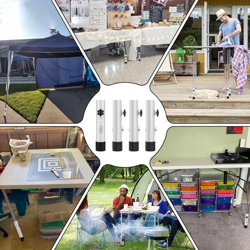 Table Leg Extenders White, Highly Durable Steel Folding Table Leg Risers, Table Leg Extensions Fits Straight & Bent Legs Table Height Extender for Rise Card Table 3.6/5.2 Inch Wobble-Free - size: White- 2-LEVEL Adjustable