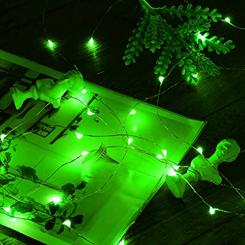 Ariceleo Mini St. Patrick's Day Fairy Lights Battery Operate, 4 Pack Copper Wire 3*AAA Battery Powered Led Starry Fairy String Lights for Bedroom, Christmas, Party, Wedding, Decoration(5m/16ft Green) - color: Green, size: 4 Pack