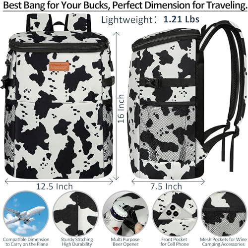 Camping Cooler Backpack 30 45 Cans, Soft Backpack Coolers Insulated Leak Proof Travel Cooler Bag Waterproof Lunch Picnic Beach Work Trip Thermal Bag Drink Beverage Beer Bag Cooler - color: Black White Pattern, size: 45 Cans