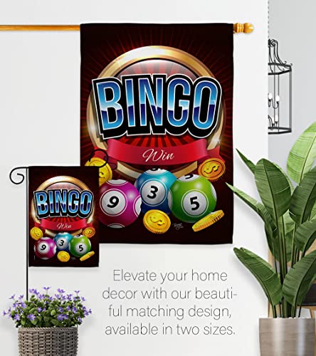 Breeze Decor Bingo Win Garden Flag Set with Stand Interests Games Bunco Night Dice Poker Hobbies Leisure Activity House Decoration Banner Small Yard Gift Double-Sided, Made in USA - size: Garden Flag Set 13"x 18.5" w/ Flagpole