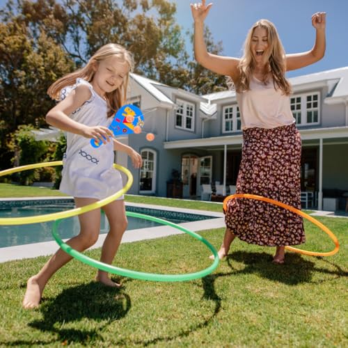 Garneck 6pcs Wooden Paddle Ball with String: DIY Blank Paddle Rackets - Unfinished Painting Graffiti for Kids Crafts Fun Party Favor Family Paddleball Game