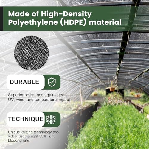 [WindscreenSupplyCo] 55% 6.5 x 10 FT Shade Cloth Sun Shade Net with Grommets Sunblock Mesh Tarp for Garden Plants Cover Greenhouse and Patio - color: 55%, size: 6.5 FT. X 10 FT.