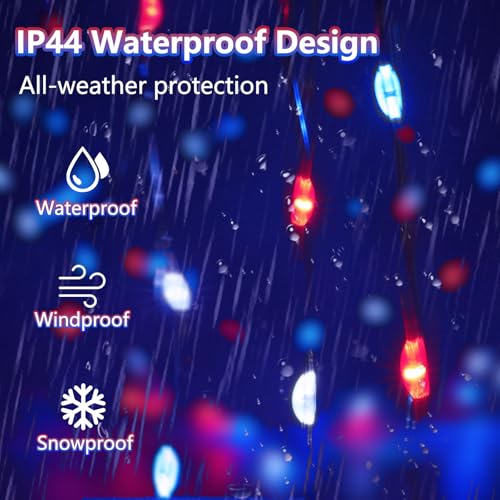 4 Pack Red White and Blue Fairy Lights Battery Operated with Remote, 33FT Waterproof 100 LED Patriotic String Lights with Timer & 8 Modes Outdoor Indoor for Independence Day 4th of July Decorations - color: Red Blue White, size: 4 Pack
