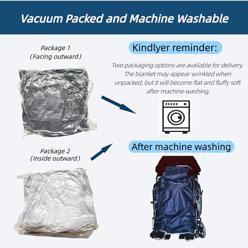 Waterproof Wheelchair Blanket 42"X45" No Pet Hair Sticking - Windproof Fleece Lap Blanket for Elderly, Machine Washable Lightweight Throw for Hospital, Outdoor Travel & Gift Vacuum Packaging