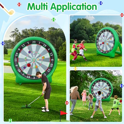6FT Inflatable Dartboard, Giant Kick Darts Soccer Darts Golf & Throw Darts with Air Pump, Giant Outdoor Games, Blow up Soccer Darts for Yard Party Large Dartboard for Kids & Adults 20+Games - color: Green
