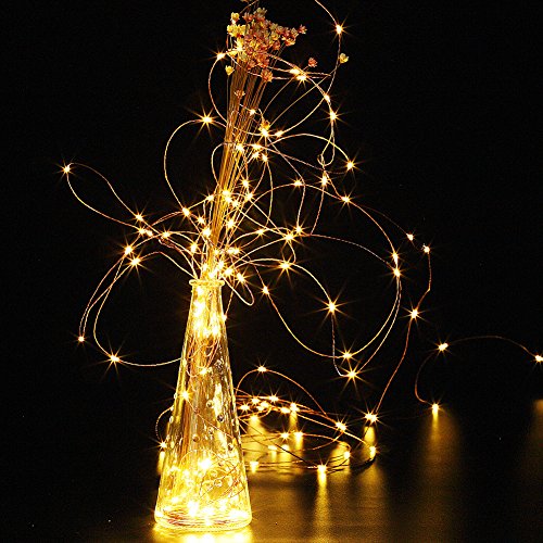 GDEALER 2 Pack 20 Feet 60 Led Fairy Lights Battery Operated with Remote Control Timer, 8 Modes Waterproof Copper Wire Twinkle String Lights for Bedroom Party Indoor- Warm White - color: Warm White