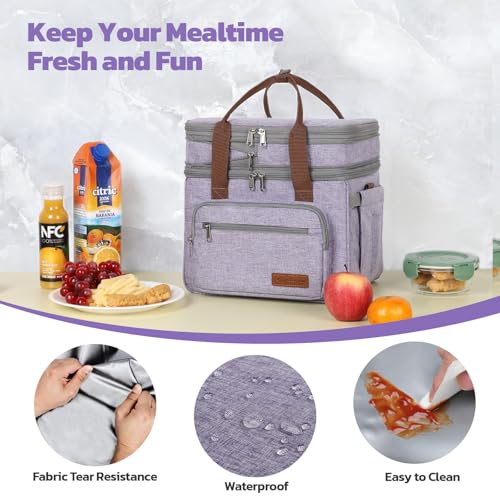Maelstrom Lunch Box, 23L Insulated Lunch Bag, Expandable Double Deck Cooler Bag, Lightweight Leakproof Tote Bag With Side Tissue Pocket, Suit For Men and Women (D Lavender) - color: D Lavender