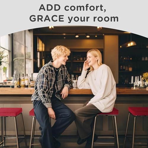 AddGrace Anti-Slip Bar Stool Cushions Square Bar Stool Seat Cushions with Ties Set of 4 Small Square Chair Pads with Machine Washable Cover 12"X12"X2" (Red) - color: Red
