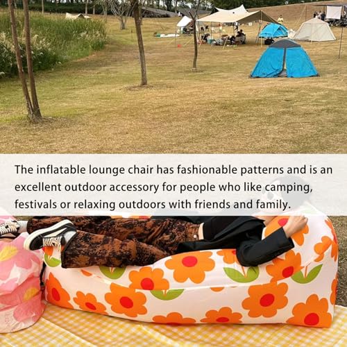 Inflatable Couch for Camping,Inflatable Lounger Air Sofa Chair,Portable Festival Couch for Outdoor, Beach, Hiking, Picnics, Music Festivals (Sunflower) - color: Sunflower