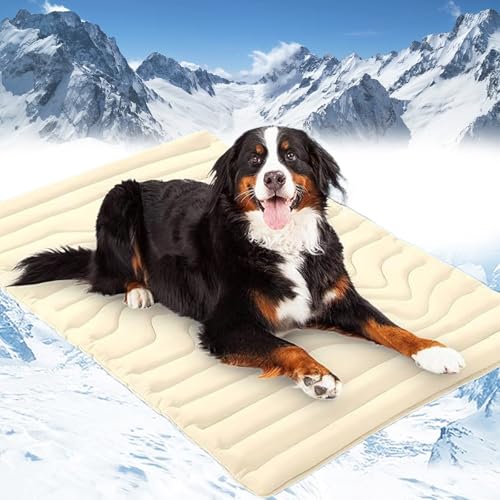 Cooling Mat, Dog Cooling Mat-4x More Effective, Gel-Free Self Washable Portable Pet Coolings Pad for Dogs & Cats Sleeping Mat, Keep for Pets (Beige,80-110 lbs - Extra Large Dog) - color: Beige, size: 80-110 lbs - Extra Large Dog