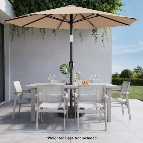AreShark 10 FT Outdoor Patio Umbrella, Patio Table Umbrella with Push Button Tilt and Crank, Outdoor Patio Umbrellas with 8 Fiberglass Ribs, Patio Umbrellas for Market, Garden, Pool (Beige) - color: Beige
