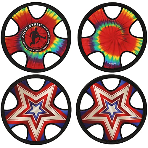 TurnWay Outdoor Two Soft Frisbee Throwing Disc, Flying Disc, Flying Saucer for Man and Woman in Yard, Beach, Lawn, Camping, Pool (Neon Lamp + Shield) - color: Neon Lamp + Shield