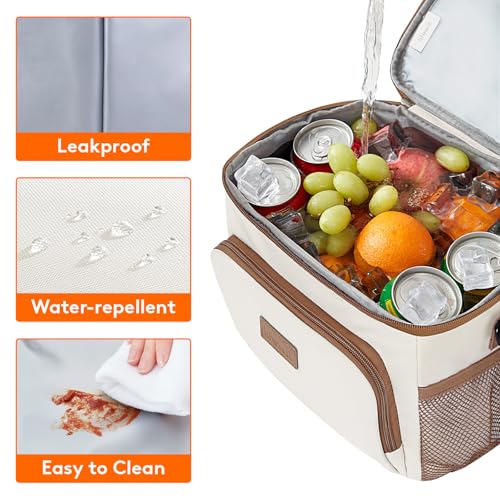 Lifewit Reusable Insulated Lunch Bag, Portable Cooler Freezable Soft Lunchbox Leakproof with Adjustable Shoulder Strap for Men Women Adult for Work Picnic or Travel, 9L 12 Can, Cream - color: Cream, size: Medium(9L)